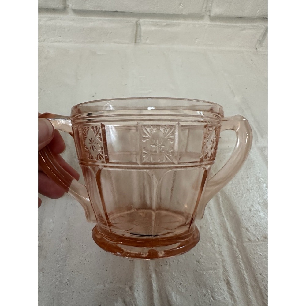 Jeannette Doric Creamer & Sugar Bowl Pink Depression Glass Read - Picture 8 of 16